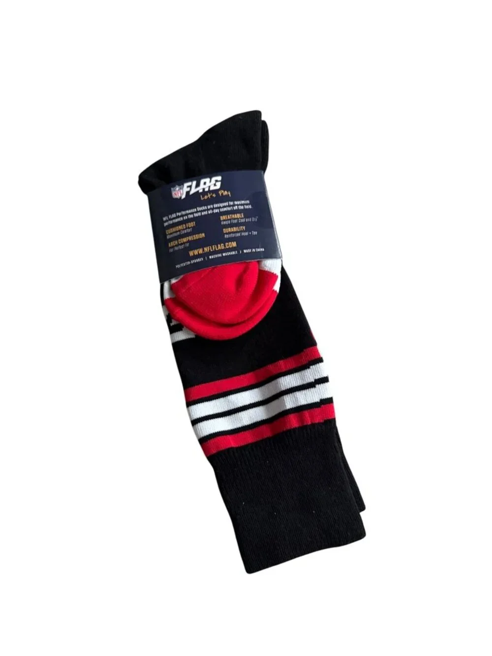 NFL Youth Black Red Flag Football Socks Size Youth Medium NEW NWT